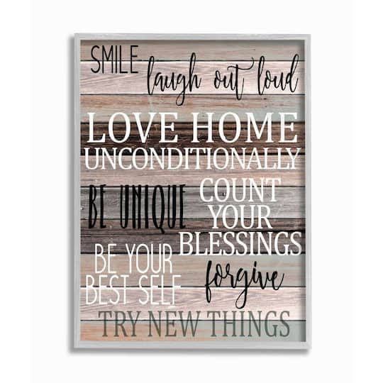 Stupell Industries Inspirational Be You Phrases on Wood Grain Brown Black Text in Gray Frame Wall Art